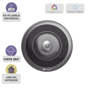 Cámara IP Fisheye 360° / 3K+ (2320x2320) / Wi-Fi Dual Banda 2.4/5 GHz / IR 10 m (32.8 ft) / Audio Bidireccional / MicroSD 512GB / H.265