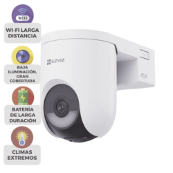 Cámara IP PT / 2K+ 4 Megapixel / Wi-Fi 6 + 4G LTE / Batería 5200 mAh / IP65 / IR 15 m (49.2 ft) / PTZ 340° Pan / 80° Tilt