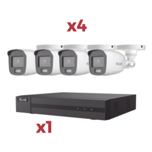 Kit DVR 4 Canales + 1 IP / TurboHD 2 Megapixel / ColorVu Lite / Coaxitron / 4 Cámaras Bala