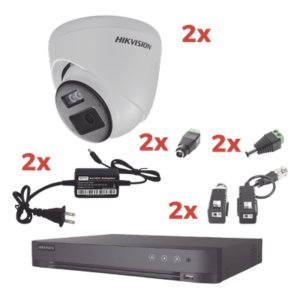 Kit de Videovigilancia TurboHD / DVR 4 Canales + 1 IP / 2 Cámaras Eyeball 2 MP / Audio Bidireccional / Dual Light 40 m (131.2 ft) / ColorVu / IP67