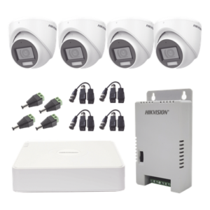 Kit de Videovigilancia TurboHD / DVR 4 Canales / 4 Cámaras Eyeball 2 Megapixel / Audio por Coaxitron / Luz Dual 20 m (65.6 ft) Blanca + 30 m (98.4 ft) IR / IP67 / Fuente de Poder Seleccionable