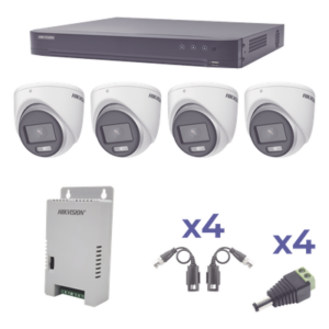 Kit TurboHD ColorVu / DVR 4 Canales / 4 Cámaras 1080p / Exterior 2.8 mm / 98° / Fuente Regulada / Transceptores UTP