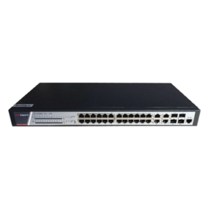 Switch Administrable PoE+ / 24 Puertos Gigabit PoE+ / 4 Puertos Gigabit / 4 Puertos SFP Uplink / 370W / 22.8 Gbps / PoE Extendido 200 m (656 ft)