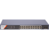 Switch PoE+ Administrable / 24 Puertos Gigabit / 2 Puertos SFP / PoE Extendido 250 m (820.2 ft) / 370 W / Tasa de Reenvío 36.688 Mpps