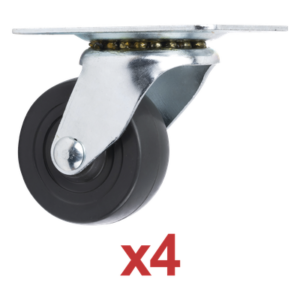 Kit de Ruedas Locas para Racks / 2.5 in (6.35 cm) / Carga 125 lb por Rueda / Base 3 7/8 x 2 3/4 in (9.8 x 7 cm) / Altura 3.25 in (8.25 cm)