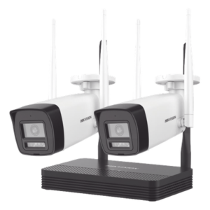 Kit IP Inalámbrico / 4 Megapixel / NVS 4 Canales / 2 Cámaras Bala Exterior / Dual Light 30 m (98.4 ft) / Audio Bidireccional / Wi-Fi 2.4 GHz