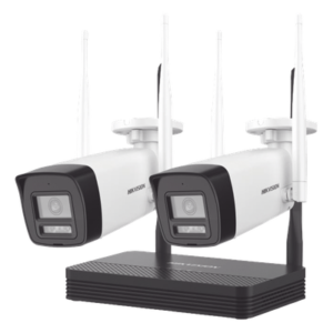 Kit de Videovigilancia IP Inalámbrico / 2 Megapixel / NVS 4 Canales / 2 Cámaras Bala / Dual Light IR 30 m (98.4 ft) + Luz Blanca 20 m (65.6 ft) / Wi-Fi 2.4 GHz / Audio Bidireccional / IP66