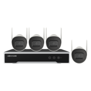 Kit NVR Wi-Fi / 4 Canales / 4 Cámaras Bala IP / 4 Megapixel / IR 30 m (98.4 ft) / IP66 / HDD 1 TB / Wi-Fi 2.4 GHz