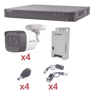 Kit de Videovigilancia TurboHD / DVR 4 Canales Pentahíbrido / 4 Cámaras Bala 1080p / Lente 2.8 mm / IR 20 m (65.6 ft) / Fuente Triple Voltaje
