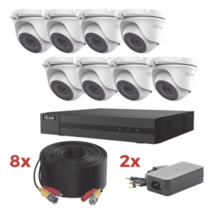 Kit de Videovigilancia TurboHD / DVR 8 Canales / 8 Cámaras Turret 2 Megapixel / IR 20 m (65.6 ft) / 8 Cables Coaxiales 20 m (65.6 ft) / 2 Fuentes de Alimentación