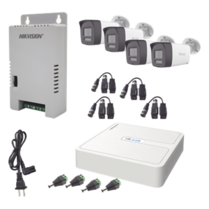 Kit de Videovigilancia TurboHD / DVR 4 Canales + 1 IP / 4 Cámaras Bala 2 Megapixel / Audio Bidireccional / Dual Light IR 30 m (98.4 ft) + Luz Blanca 20 m (65.6 ft) / IP67 / Fuente Regulada 12-15 VCC