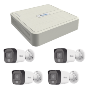 Kit de Videovigilancia IP / 4 Megapixel / NVR 4 Canales PoE+ / 4 Cámaras Bala Dual Light / IR 20 m (65.6 ft) / Audio Integrado / Exterior