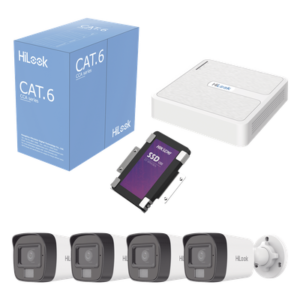 Kit IP / 4 Megapixel / NVR 8 Canales con 8 Puertos PoE+ / 4 Cámaras Bala Exterior / Micrófono Integrado / SSD 1 TB / Cable 305 m (1000.7 ft)