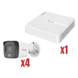 Kit de Videovigilancia IP / 4 Megapixel / NVR 4 Canales PoE / 4 Cámaras Bala / Dual Light / Audio / H.265+