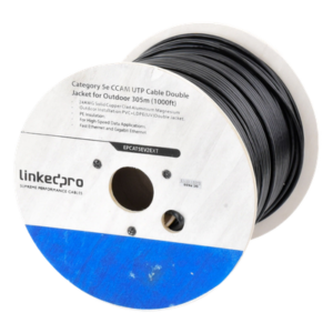 Bobina de Cable UTP / Cat5e / 305 m (1000 ft) / CCA 24 AWG / Doble Forro Intemperie / 100 MHz