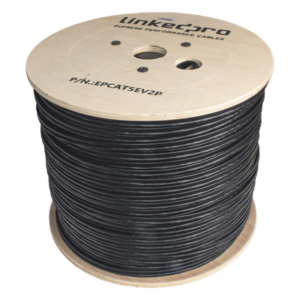 Bobina de Cable Siamés Cat5e CCA + 2 Cables Gruesos (16 AWG) / 305 m (1000 ft) / Exterior / Industrial para Climas Extremos