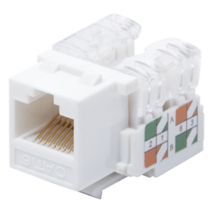 Módulo Jack Keystone / Cat6 / Clase E / Terminación 110 Punchdown / RJ45 / Sin Blindaje / Color Blanco