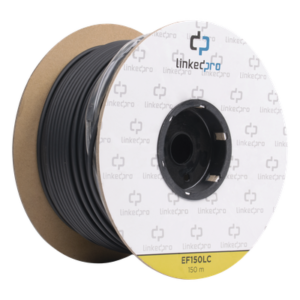 Carrete de Fibra Óptica Monomodo / Conectores LC-LC Dúplex / 150 m (492.13 pies) / Reforzada con Kevlar / Tight Buffer 900 μm / HDPE para Subterráneo
