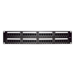 Panel de Parcheo de Impacto / 48 Puertos / Cat5e / 19 Pulgadas (48.26 cm) / 2U / T568A/T568B / Barra Organizadora