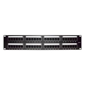 Panel de Parcheo de Impacto / 48 Puertos / Cat5e / 19 Pulgadas (48.26 cm) / 2U / T568A/T568B / Barra Organizadora