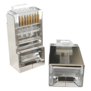 Conector RJ45 / Blindado / Categoría 5E / Chapado en Oro 30µ / Sin Pin a Tierra / T568A/T568B
