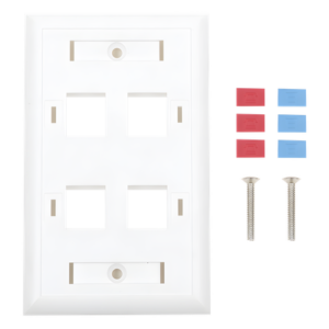 Placa de Pared Keystone / 4 Puertos / Espacio para Etiqueta / UL 94V-0 / 70 x 115mm (2.75' x 4.52')