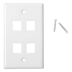 Placa de Pared / 4 Puertos Keystone / Montaje Vertical / 70 x 115 mm / 2.75 x 4.52 ft / Blanco