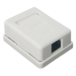 Caja de Pared / 1 Puerto Keystone / Cat5e STP / Montaje Vertical / 0 a 70°C / UL-CE-ETL