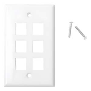 Placa de Pared / 6 Puertos / Keystone / Montaje Vertical / 70 x 115 mm / 2.75' x 4.52' / UL CE ETL