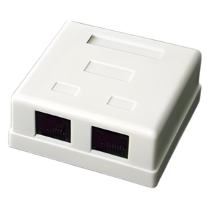 Caja de Pared / 2 Puertos / Cat5e / UTP / Superficial / T568A/T568B / 0 a 70°C