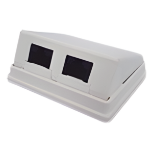 Caja de Pared Angulada / 2 Puertos Keystone / Cat5e/Clase D / UL 94V-0 / 0 a 70°C