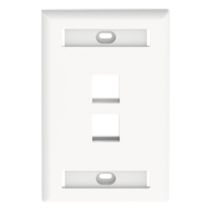 Placa de Pared Vertical / 2 Puertos Keystone / 69.8 x 114.3 mm / 2.75 x 4.5 pulg. / Con Espacios para Etiquetas / Color Blanco