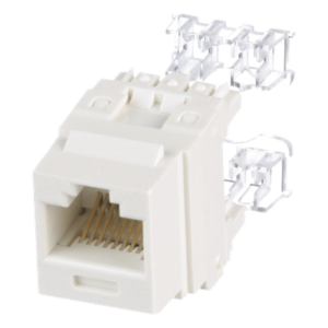 Jack Keystone / Cat 6 Clase E / Terminación 110 / RJ45 / 1 Puerto / Blanco Mate