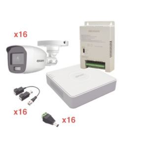 Kit TurboHD / 1080p Lite / DVR 16 Canales / 16 Cámaras Bala / 2.8 mm / ColorVu 20 m (65.6 ft) / Audio Integrado