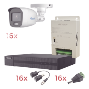 Kit TurboHD / DVR 16 Canales / 1080p Lite / 16 Cámaras Bala / ColorVu 20 m (65.6 ft) / Audio Integrado