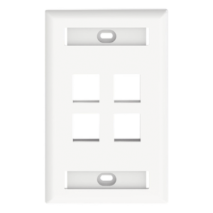 Placa de Pared Vertical / 4 Puertos Keystone / 69.8 x 114.3 mm / 2.75 x 4.5 pulg. / Con Etiquetas / Blanco