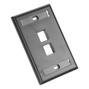 Placa de Pared Vertical / 2 Puertos Keystone / Diseño Plano / 69.8 x 114.3 mm (2.75 x 4.5 pulg.) / Etiquetas Integradas / Color Negro