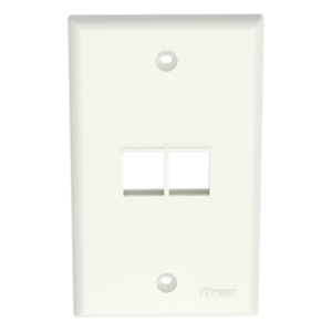 Placa de Pared Vertical / 2 Puertos Keystone / Diseño Plano / 69.8 x 114.3 mm / Blanco Mate