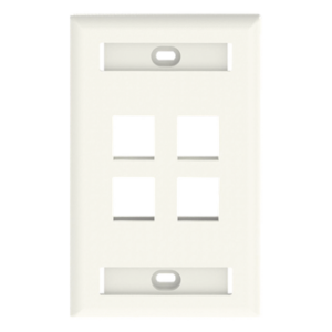 Placa de Pared Vertical / 4 Puertos Keystone / 69.8 x 114.3 mm / 2.75 x 4.5 pulg. / Con Espacios para Etiquetas / Color Marfil