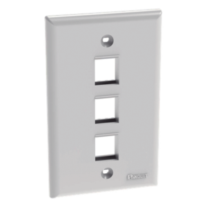 Placa de Pared Vertical / 3 Puertos Keystone / ABS / 69.8 x 114.3 mm / 2.75 x 4.5 pulg. / Blanco