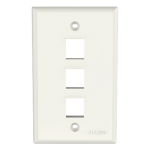 Placa de Pared Vertical / 3 Puertos Keystone / ABS / Blanco Mate / 2.75 x 4.5 pulg.