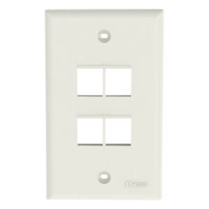 Placa de Pared Vertical / 4 Puertos Keystone / ABS / Blanco Mate / 69.8 x 114.3 mm / 2.75 x 4.5 pulg. / RoHS