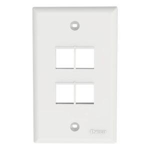 Placa de Pared Vertical / 4 Puertos Keystone / Montaje Vertical / 69.8 x 114.3 mm / 2.75 x 4.5 pulg. / ABS / Blanco