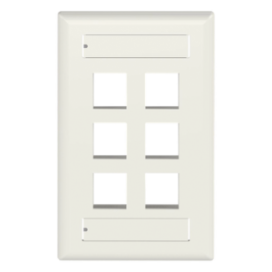 Placa de Pared Vertical / 6 Puertos Keystone / Blanco Mate / 2.75 x 4.5 pulg.