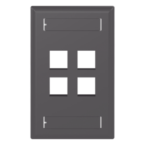 Placa de Pared Vertical / 4 Puertos Keystone / Montaje Vertical / 69.8 x 114.3 mm (2.75 x 4.5 pulg.) / ABS Negro / RoHS