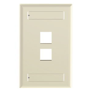 Placa de Pared Vertical / 2 Puertos Keystone / Diseño Plano / 69.8 x 114.3 mm / 2.75 x 4.5 pulg. / Color Marfil