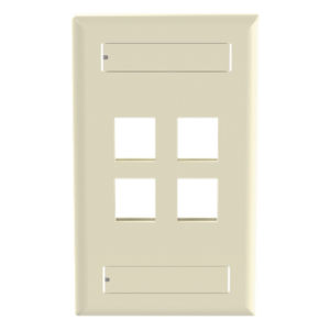Placa de Pared Vertical / 4 Puertos Keystone / ABS / 69.8 x 114.3 mm / 2.75 x 4.5 pulg. / Marfil
