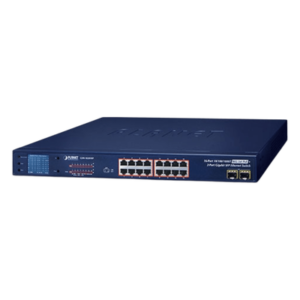 Switch PoE+ / 16 Puertos Gigabit / 2 Combo SFP / LCD / 300W / 1U Rack / 0.76 x 1.44 x 0.14 ft