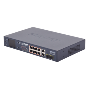Switch PoE+ / 8 Puertos 10/100Mbps / 2 Puertos Gigabit Combo TP/SFP / Alcance 250m (820 pies) / Pantalla LCD / 120W