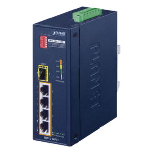 Switch Industrial PoE / 4 Puertos 10/100 Mbps / 1 Puerto 100Base-FX / Rango -40 a 75°C (-40 a 167°F) / IP30 / Conmutación 1 Gbps